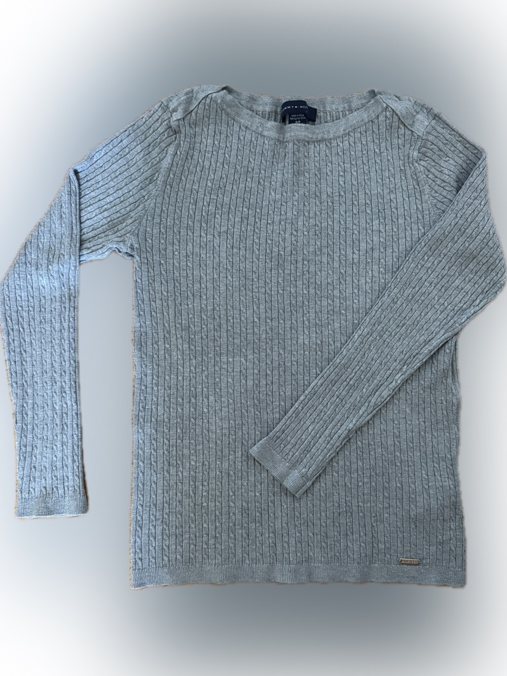 Tommy Hilfiger Gray Cable Crewneck Sweater - Women's